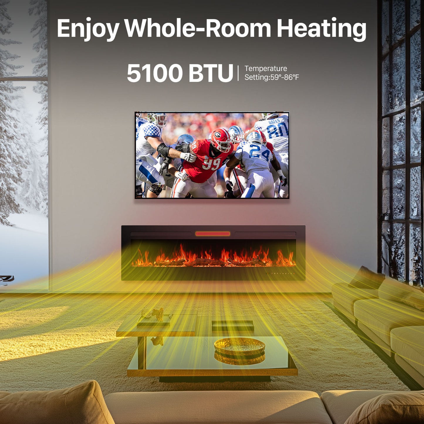 US Local Electric Fireplace Heater With Remote Control