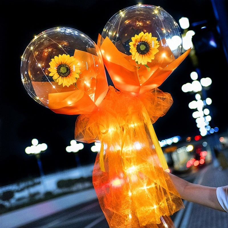 USA Local LED Luminous Balloon Rose Bouquet Transparent Bobo Ball Rose