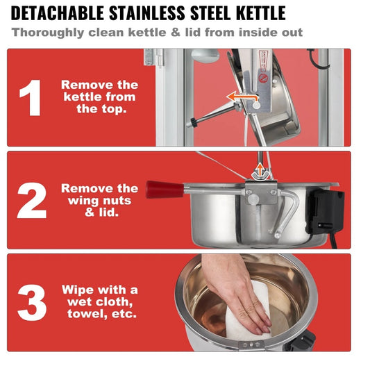 US Local Popcorn Popper Machine 8 Oz Countertop Popcorn Maker 850W 48 Cups Red