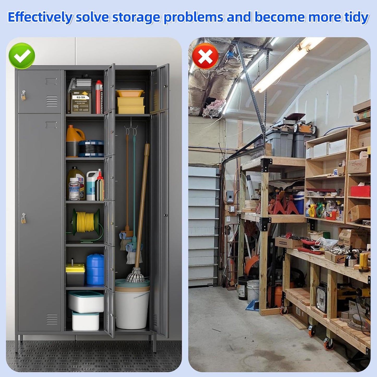 US Local Metal Lockers For Employees With 10 Doors, H Steel Lockable Storage Lockers With 6 Hooks And 10 Card Holder For Office, Home, Gym, School, Employees, Dark Grey