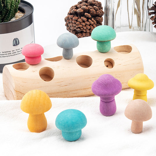 US Local Simulation Mushroom Picking Game Wooden Toys