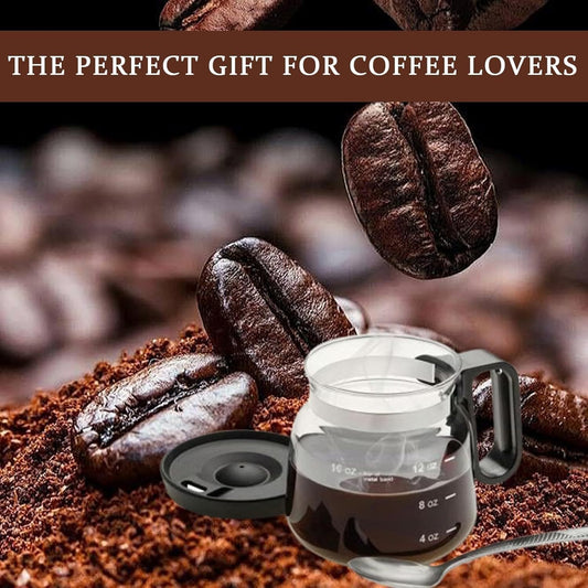 16 oz Glass Coffee Pot Style Compact And Durable Teacup With Handle And Lid