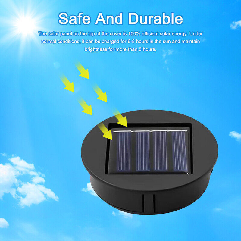UK Local 2PCS Garden Solar Powered Replacement Round LED Light Box Fit For Lantern Lamp