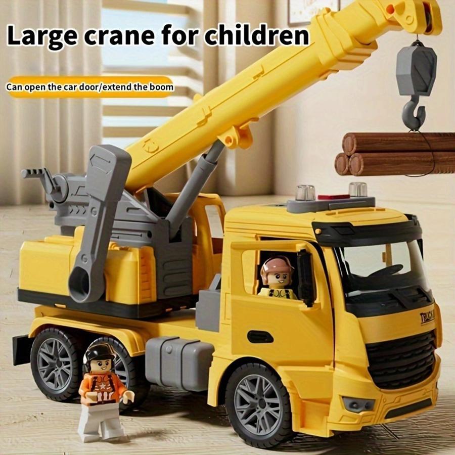 US Local Children's Small Yellow Crane Toy With Light And Sound Perfect Children's Construction Toy Car Children's Holiday Gift Birthday Gift