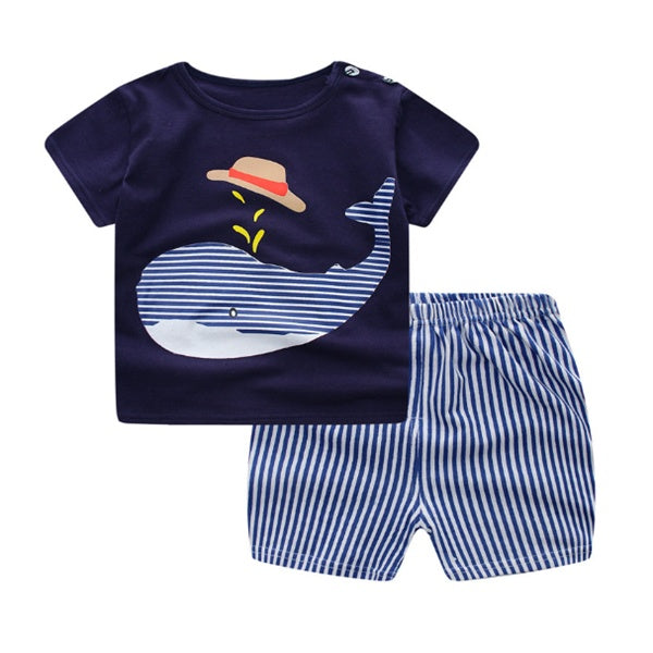 US Local Cartoon Clothing Baby Boy Summer Clothes T-shirt Baby Girl Casual Clothing Sets