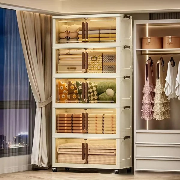 US Local Foldable Storage Cabinet-Dark -3 Layer, 2 Colors