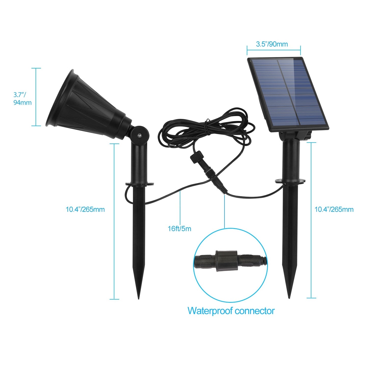 1Pc Solar Powered Spotlight Outdoor Dusk To Dawn Light IP65 Waterproof For Wall Path Lawn Garden Lamp Waterproof