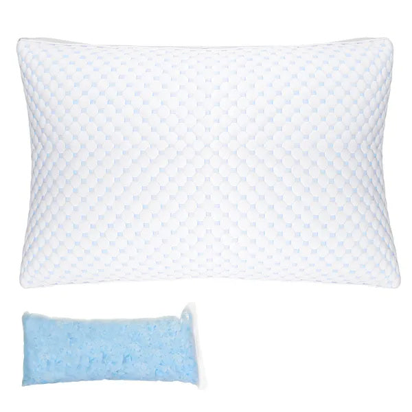 1Pc Shredded Memory Foam Pillow Adjustable Cool Pillow With Extra Filling Machine Washable Cover For Side Back Stomach Sleepers