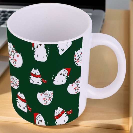 POD US Local White mug with full print, Christmas Cat 0031