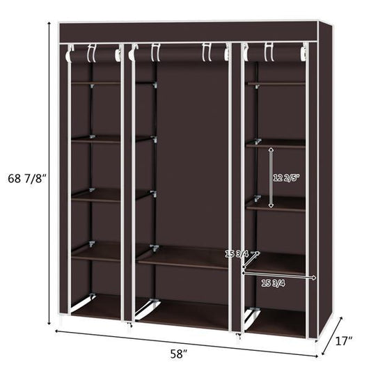 US Local Non Woven Wardrobe With 5 Layers And 12 Compartments