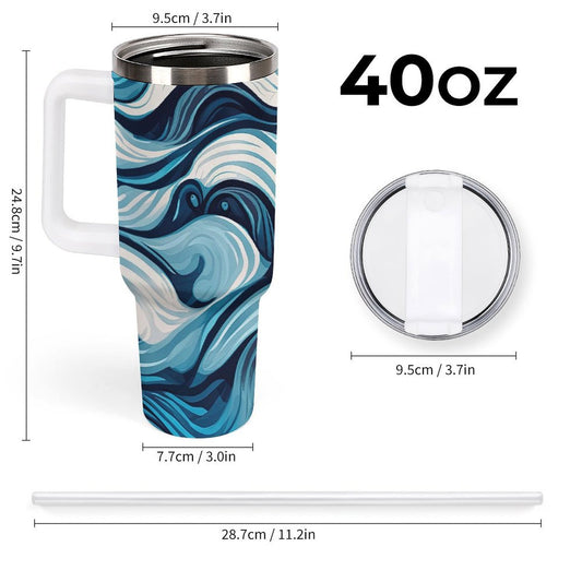 PHDT00044 POD US Local Tumbler 40 oz Large Capacity Car Cup Waves, Abstract