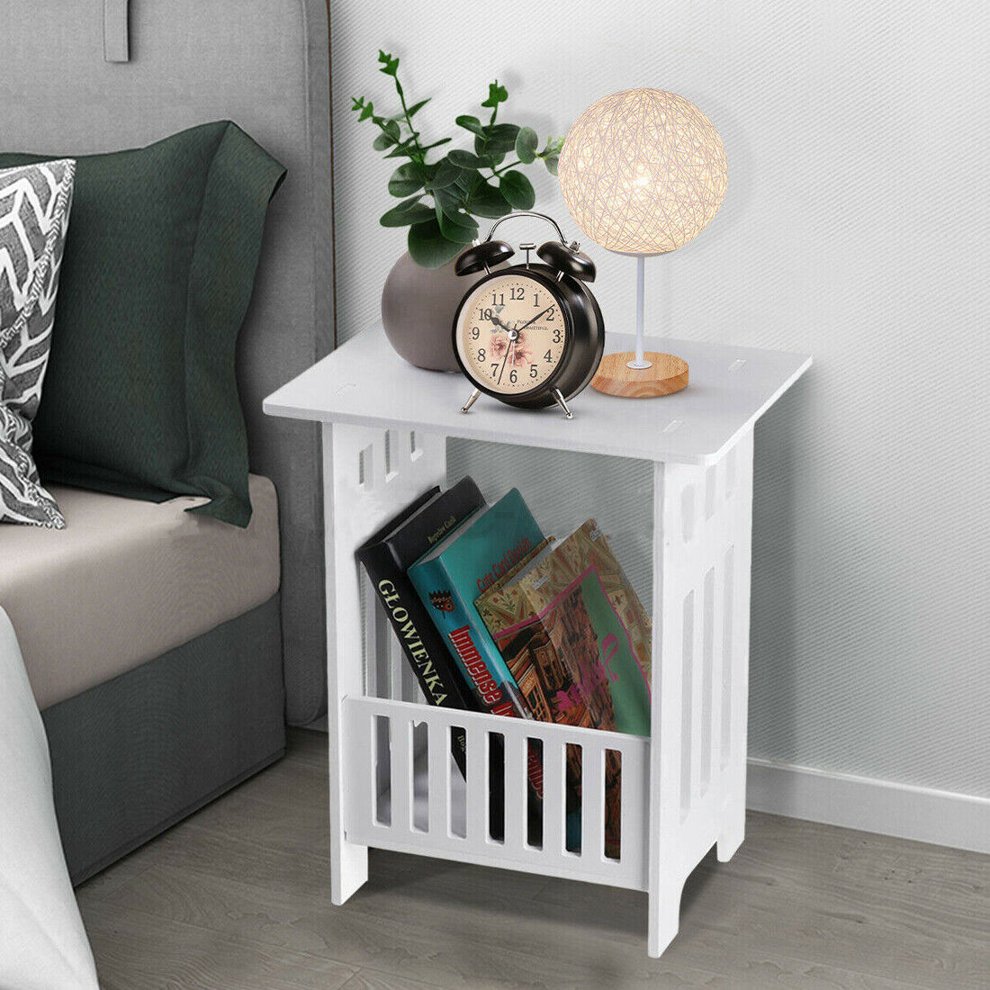 UK Local White Bedside Table Cabinet Nightstand Small Side End Table Storage Organizer U