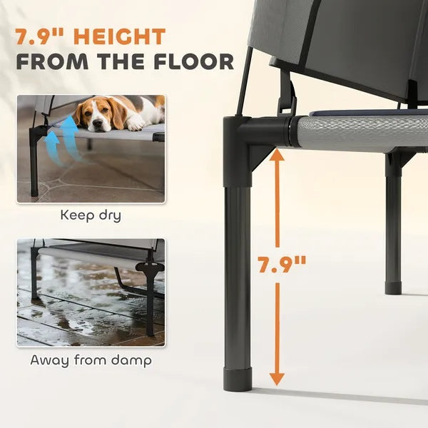 US Local Elevated Dog Bed With Removable Canopy, Portable Outside Raised Pet Cot With Cooling Pad, Storage Bag