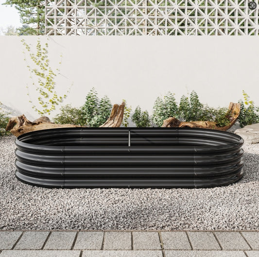 US Local Raised Garden Bed Outdoor, Oval Metal Planter For Plants, Vegetables, Flowers