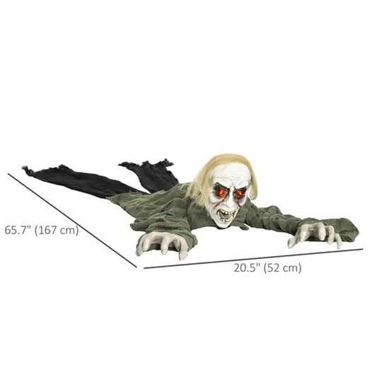 CA Local 66 Outdoor Halloween Decoration Crawling Zombie, Animated Prop Decor With Sound Activated, Light Up Eyes