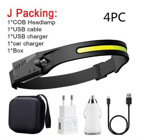 USA Local COB LED Induction Riding Headlamp Flashlight USB Rechargeable Waterproof Camping Headlight With All Perspectives Hunting Light