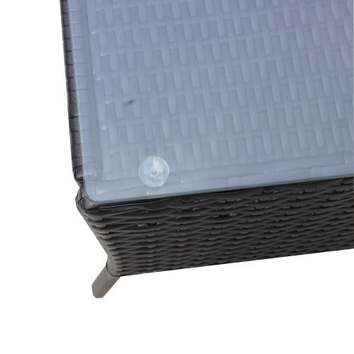 US Local 4 PC Rattan Patio Furniture Set Outdoor Patio Cushioned Seat Wicker Sofa Beige Cushion