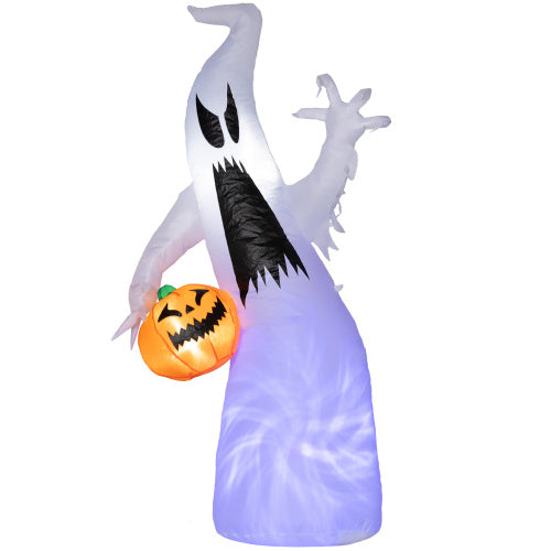 US Local HOMCOM 5.9 Halloween Inflatable Outdoor Decoration Ghost With Pumpkin, Blow Up LED Yard Decor For Garden, Lawn, Party, Holiday, Waterproof