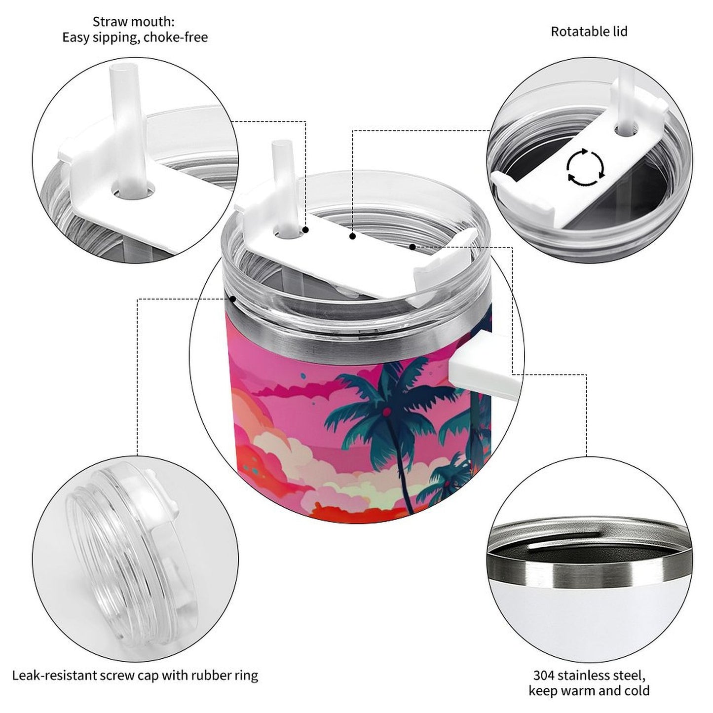 PHDT00536 POD US Local Tumbler 40oz Large Capacity Car Cup Jungle, Sunset