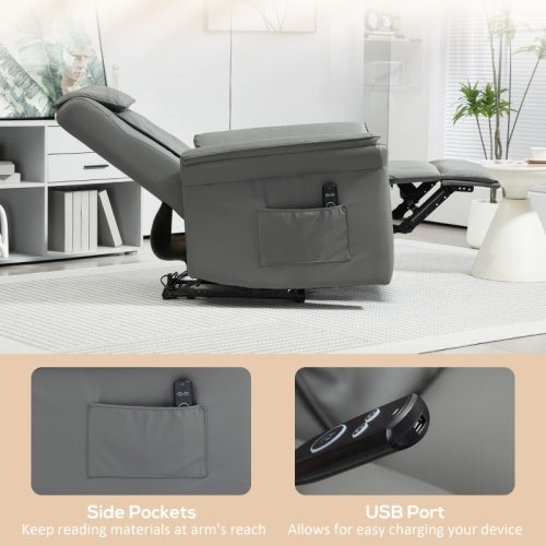 UK Local HOMCOM Recliner Armchair With 3D Kneading Massage, Breathable Leather Recliner Chair With Back Massager And Headrest, Electric Reclining Chair With Footrest, Remote, USB Port, Side Pockets For Home