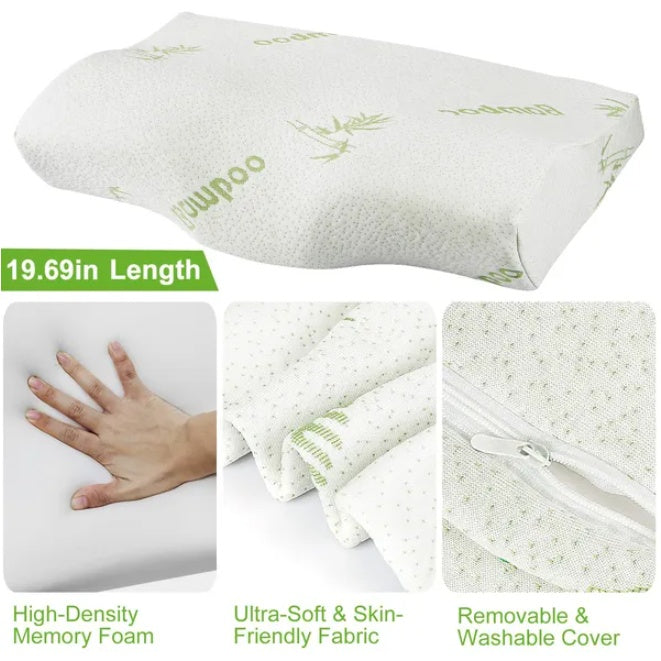 US Local Bamboo Memory Foam Contour Sleep Pillow