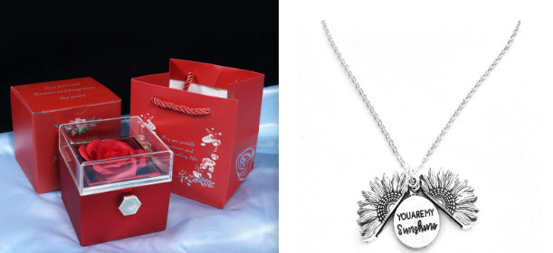US Local Rotating Soap Flower Rose Gift Box Creative Rotating Rose Jewelry Packaging Box Valentine's Day Gift For Women