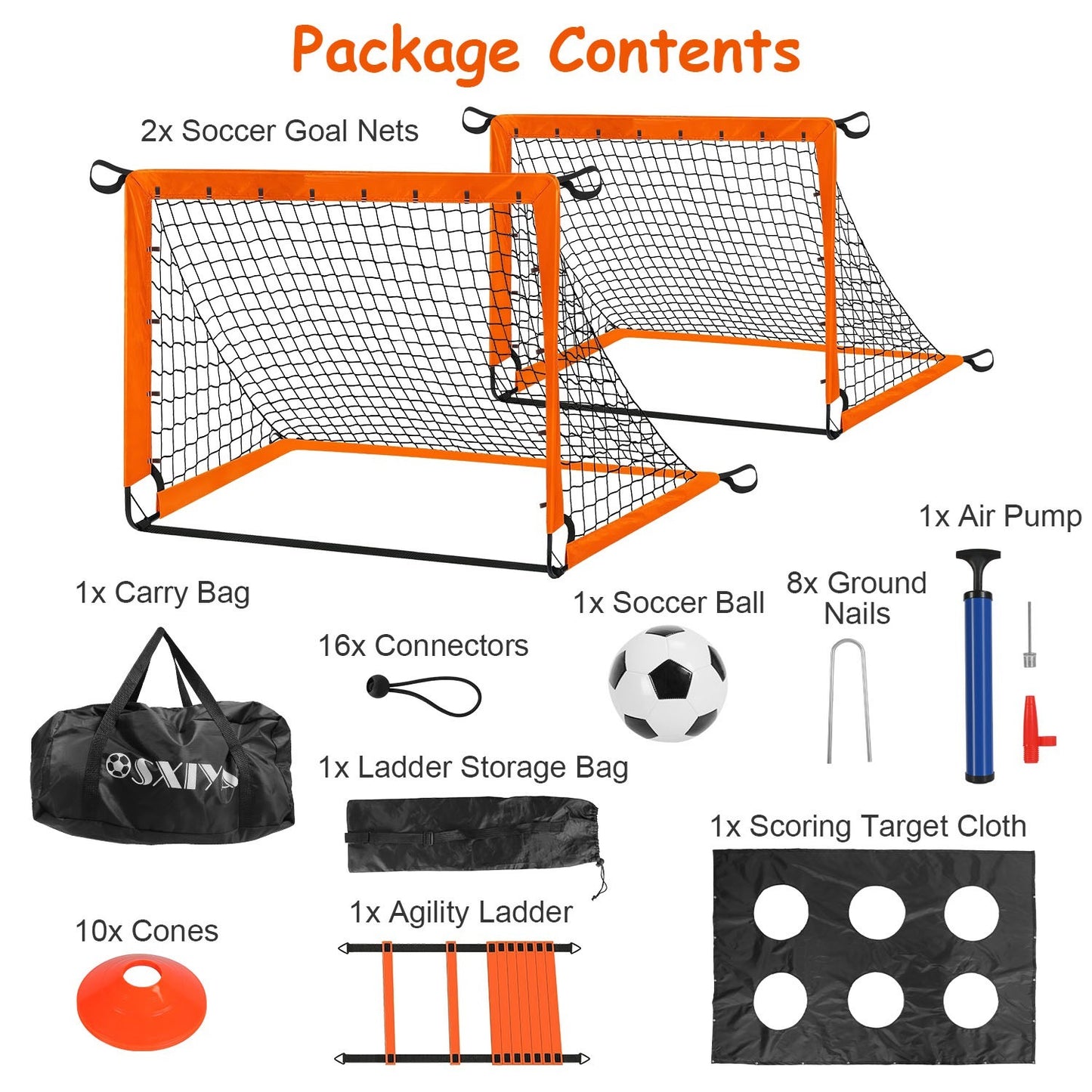 US Local 1Set Kids Soccer Goals Set For Yard Portable Soccer Training Equipment With Cones Agility Ladder Target Carry Bag For Toddler Outdoor Sport Play