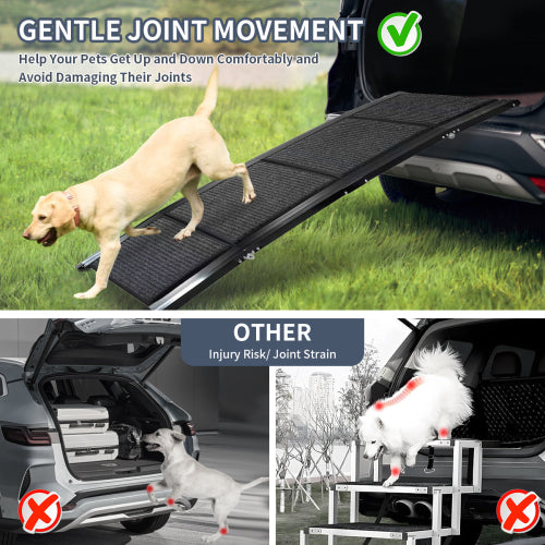 US Local Dog Ramp For Car, 63 Long 17 Wide Folding Portable Pet Stair Ramp With Non-Slip Rug Surface, Extra Wide Dog Steps For Medium & Large Dogs Up To 250LBS Enter A Car, SUV Truck