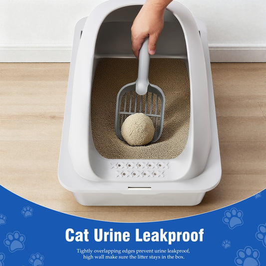 US Local Stainless Steel Cat Litter Box With Lid, Large Cat Litter Box For Big Cats, Scoop And Mat Included