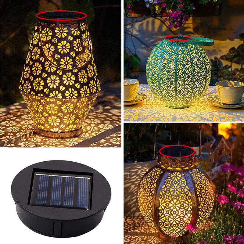 UK Local 2PCS Garden Solar Powered Replacement Round LED Light Box Fit For Lantern Lamp