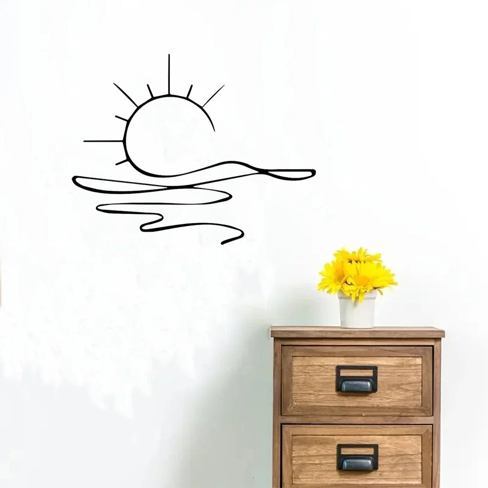US Local Minimalist Sunrise Wall Art – Modern Metal Iron Wall Decor, Abstract Sun Line Design for Home | Elegant Housewarming & Wedding Gift, Versatile for Living Room, Bedroom, Bathroom, Kitchen & Halloween