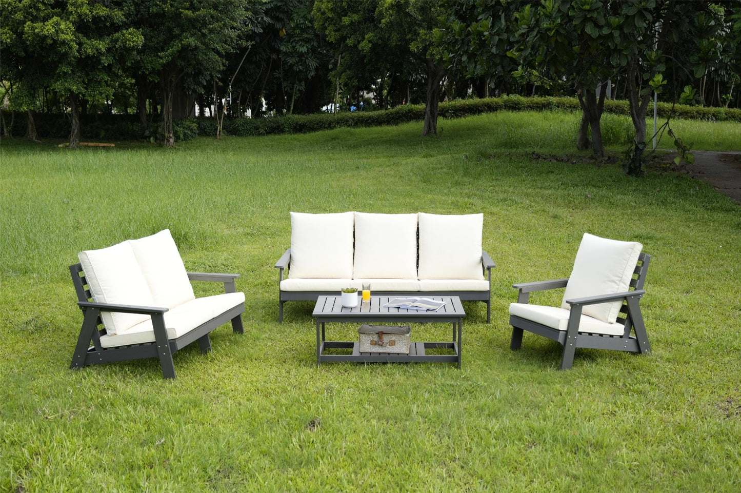 HIPS 3 Seater Sofa With Cushion For Outdoor, Garden, Porch, Poolside, Terrace
