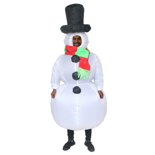 US Local Christmas Snowman Inflatable Costume Blow Up Snowman Costume Fancy Snowman Dress Jumpsuit Halloween Cosplay Outfit Gift-Only Supports Self-pickup.