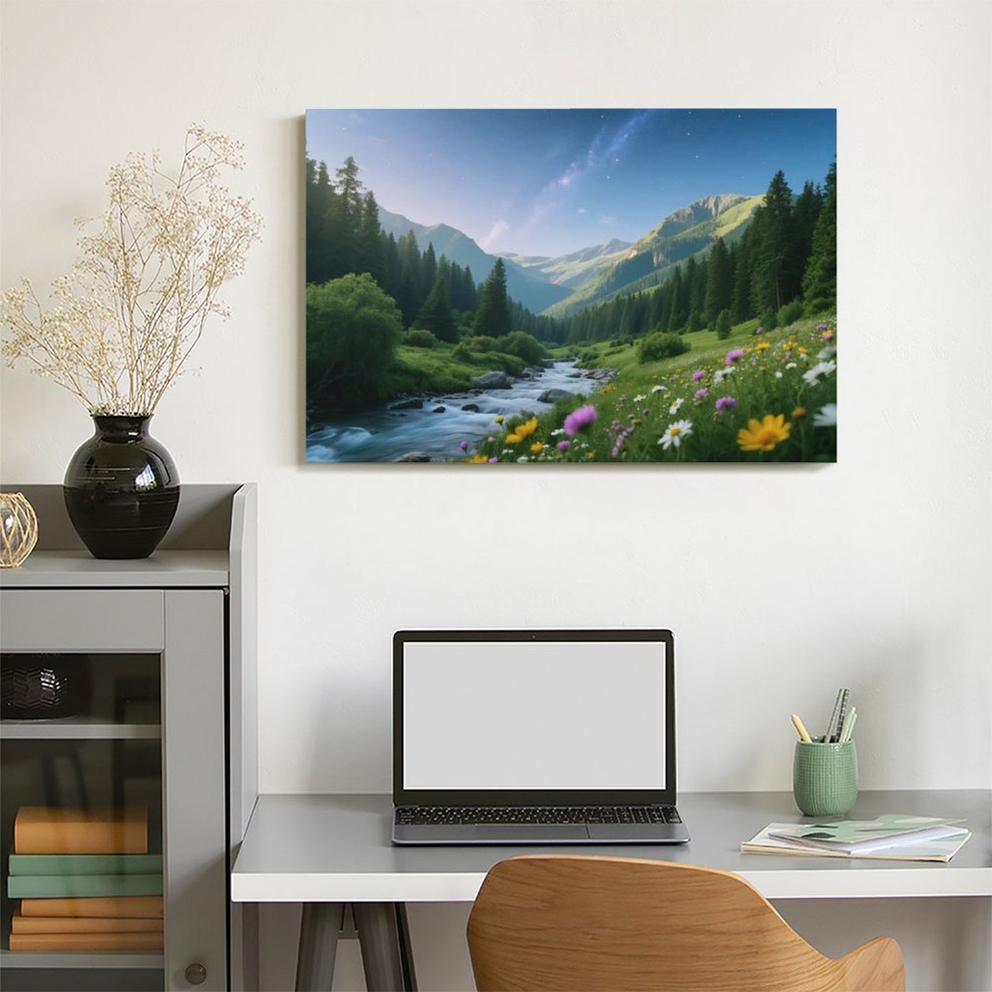 Decorative Interior Frame Painting Mountain-river-starry-summer-3