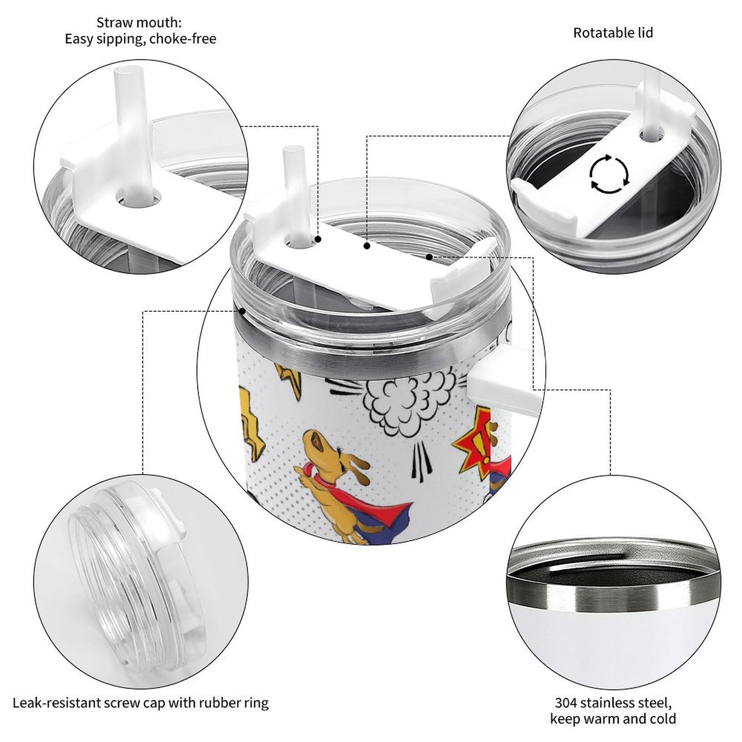 PHDT00493 POD US Local Tumbler 40oz Large Capacity Car Cup Dog