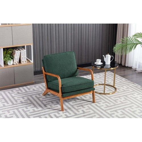 UK Local GOMYWAY Accent Chair Mid-Century Modern Chair Armchair With Solid Wood Frame For Living Room, Bedroom, Belcony 1, Emerald