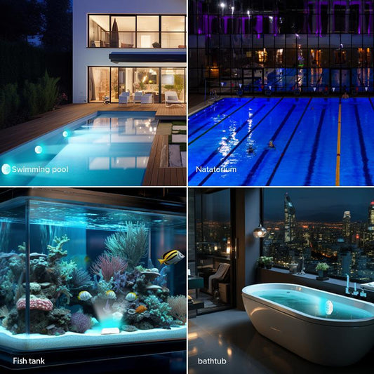 Three-color Upgraded Wireless Charging Pool Landscape Decoration Waterproof Outdoor Diving Color-changing Underwater Spotlight