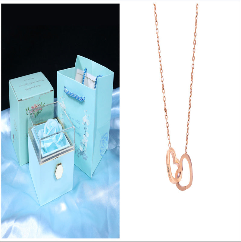 US Local Rotating Soap Flower Rose Gift Box Creative Rotating Rose Jewelry Packaging Box Valentine's Day Gift For Women