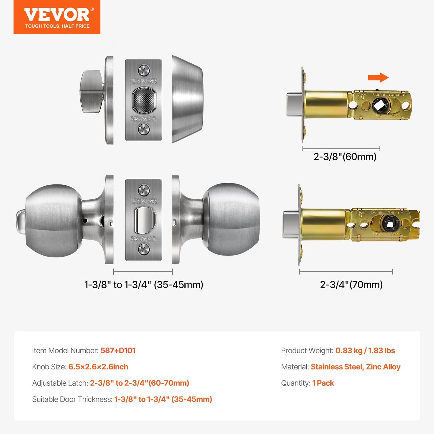 US Local Entry Door Knob And Deadbolt Set Satin Nickel Single Cylinder Deadbolt