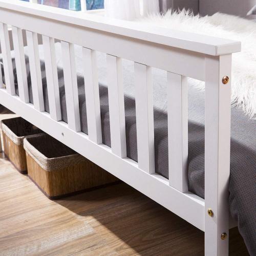 UK Local Double Bed Wooden Frame 4ft6 Double Wooden Bed In White For Adults, Kids, Teenagers 4FT6