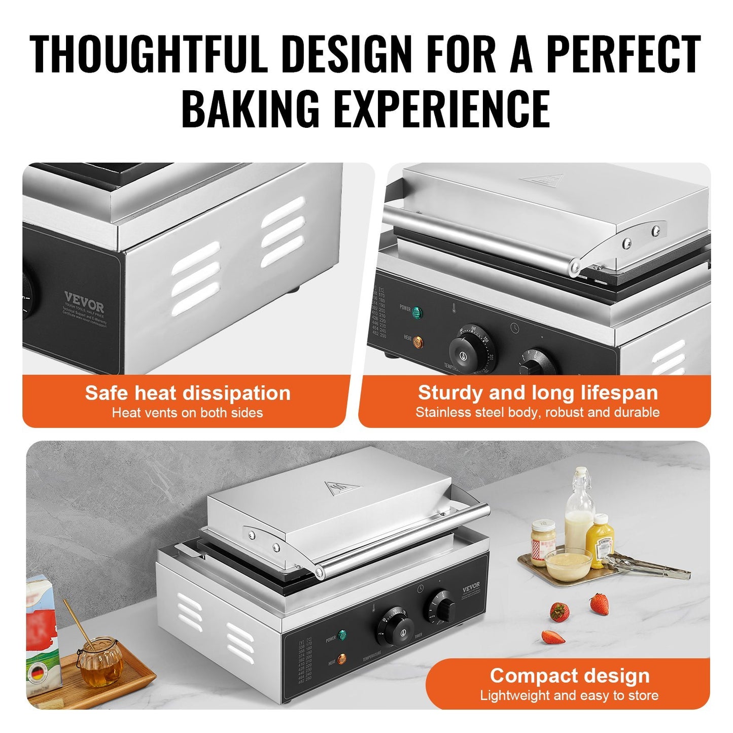 US Local 6PCS Commercial Waffle Stick Maker Waffle Baker Hot Dog Waffle Iron 1500W