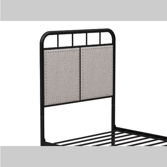 US Local Double-size Linen Upholstered Platform Metal Bed Frame