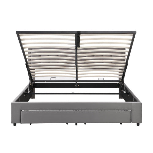 UK Local Upholstered Bed,Super King Size Bed-6ft180x200cm, Velvet Fabric, Double Bed, Large Storage Space,With Slats And Headboard,Without Mattress,Grey