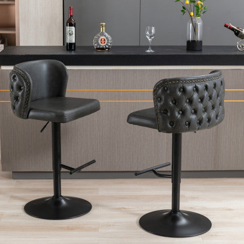 US Local Furniture,Swivel Barstools Adjusatble Seat Height, Modern PU Upholstered Bar Stools With The Whole Back Tufted, For Home Pub And Kitchen Island