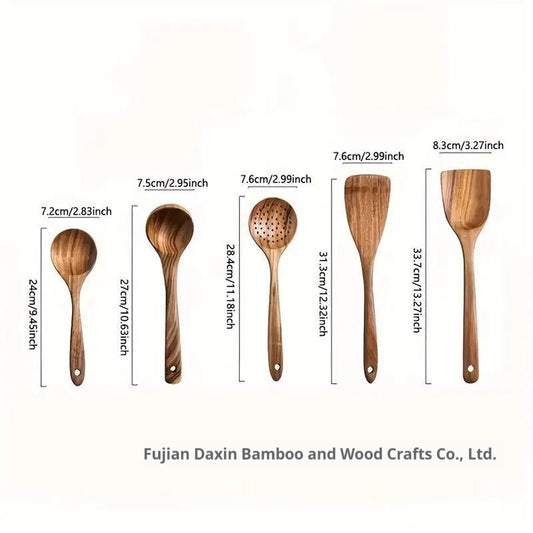 5-Piece Wooden Spatula And Soup Tableware Wooden Kitchenware Set