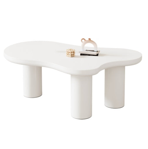 UK Local Irregular White Painted Coffee Table, Cloud Shaped Coffee Table Tea Table End Table, Modern Coffee Table With 3 Legs, For Living Room Furniture, 107x66x40.5 Cm
