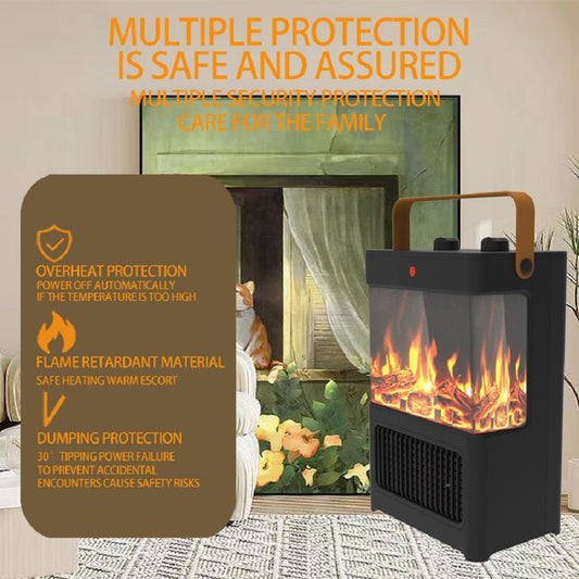 US Local 1500W Electric Fireplace Heater With Realistic 3D LED Flame, Overheat & Tip-Over Protection, Portable Indoor Heater For Home Office, Christmas Decorative Warmth