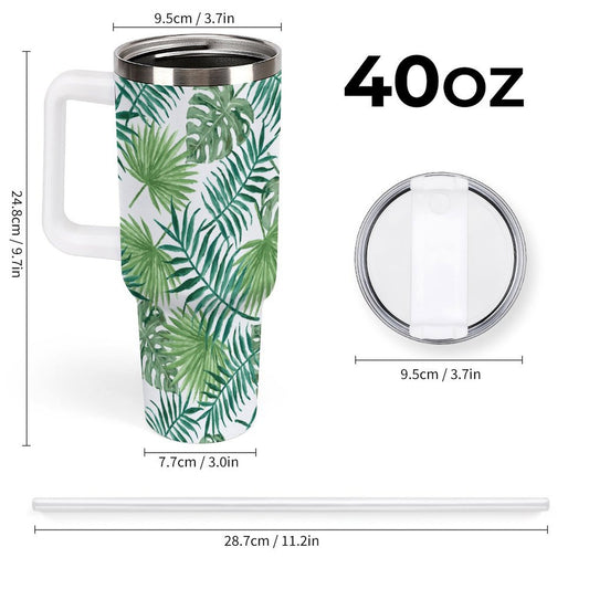 PHDT00392 POD US Local Tumbler 40 oz Large Capacity Car Cup Leaves, Jungle