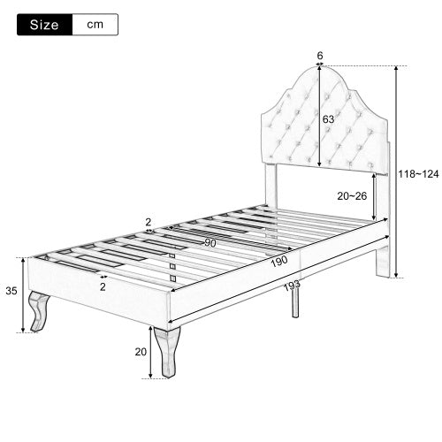 UK Local Upholstered Bed 90X190 With Slatted Frame And Headboard, Upholstered Bed With Height-adjustable Headboard, Youth Bed, Single Bed, Wooden Slat Support, Easy Assembly, Velvet, Pink