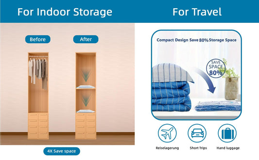 US Local Eco-Friendly Clothes And Bedding Space-Saving Compression Bags, 4 Medium Bags, 4 Large Bags, 2 Extra Large Bags With Pump